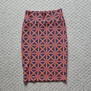 LuLaRoe Geometric Patterned Skirt - Orange and Blue